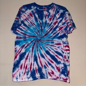 Gildan Tie-Dye Short Sleeve Tee - Blue, Red, White
